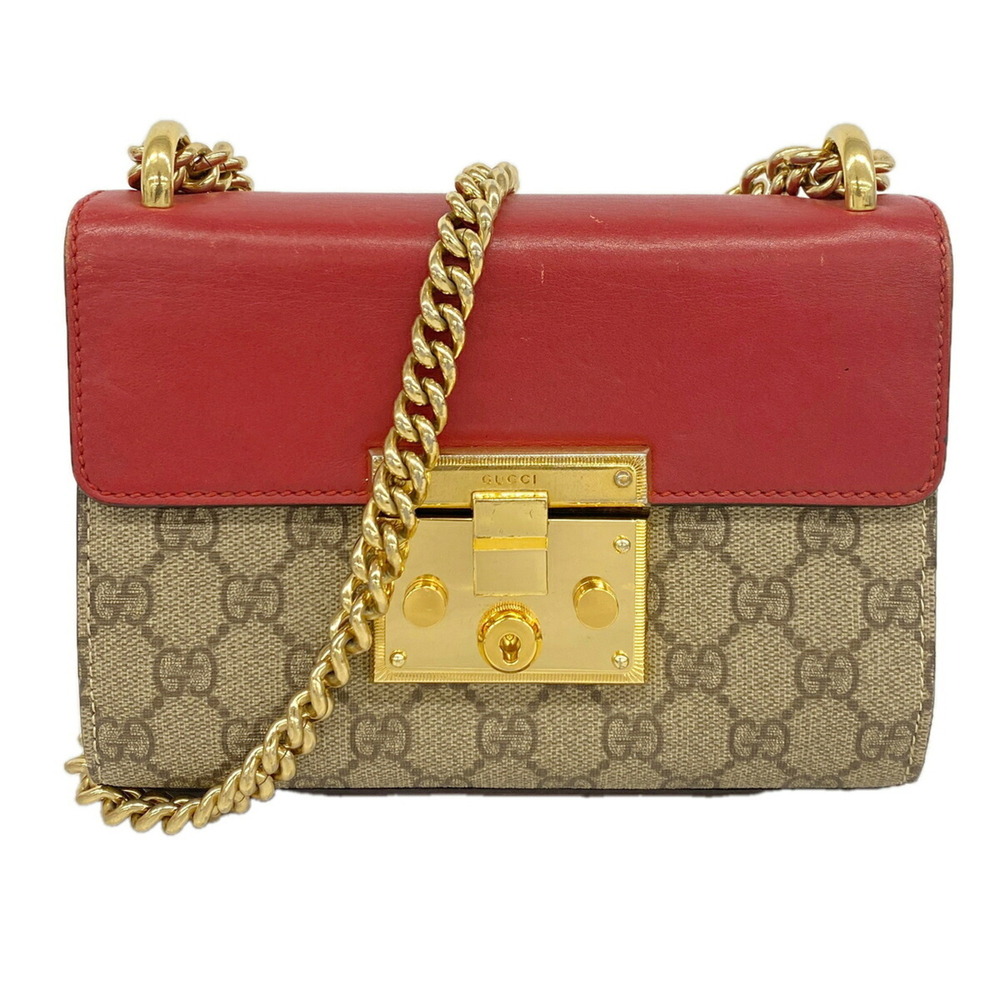 Gucci GG Supreme Shoulder Bag 409487 Red Brown Women's OP015442